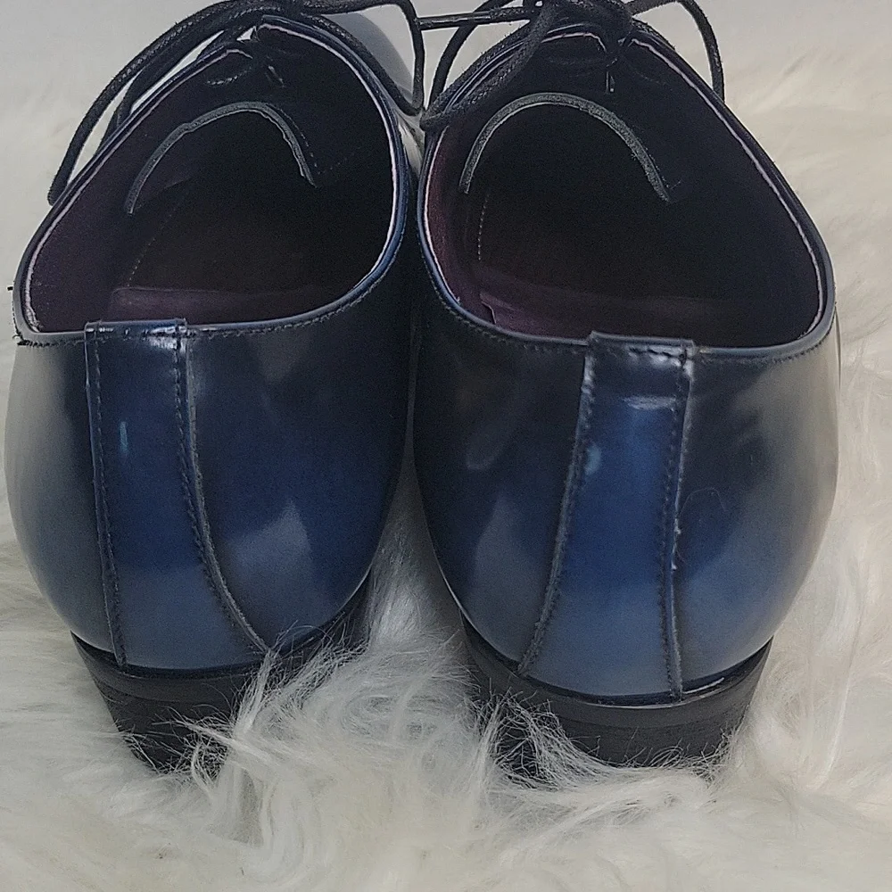 ZRO Men's Metallic Navy Oxford/Derby Patent Leather Metallic Dress Shoe 7.5 NWOT